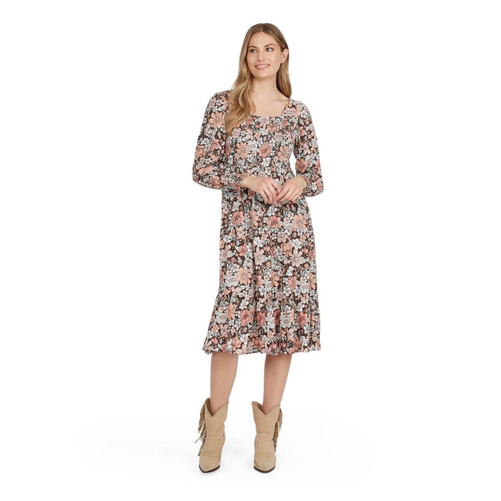 ✨3/$20✨ Mexx Women's Tiered Floral Long Sleeve Dress with Smocking